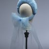 baby blue tulle halo crown with bow fascinator hat