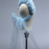 baby blue tulle halo crown with bow fascinator hat