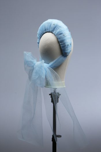 baby blue tulle halo crown with bow fascinator hat
