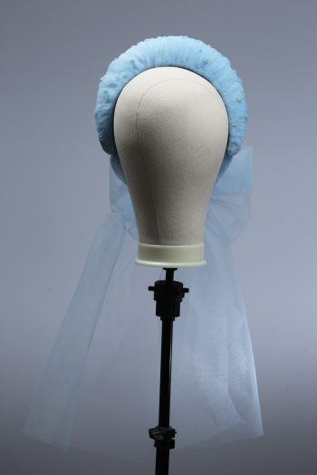 baby blue tulle halo crown with bow fascinator hat