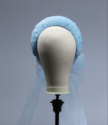 baby blue tulle halo crown with bow fascinator hat