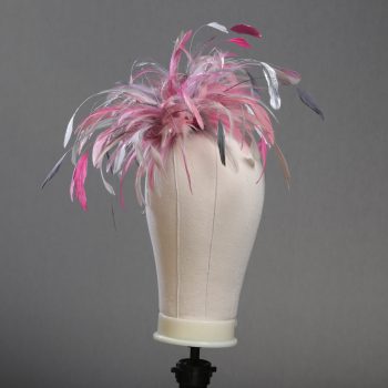 Lipstick Oyster Candy Baby pink silver pewter Raspberry fascinator hat