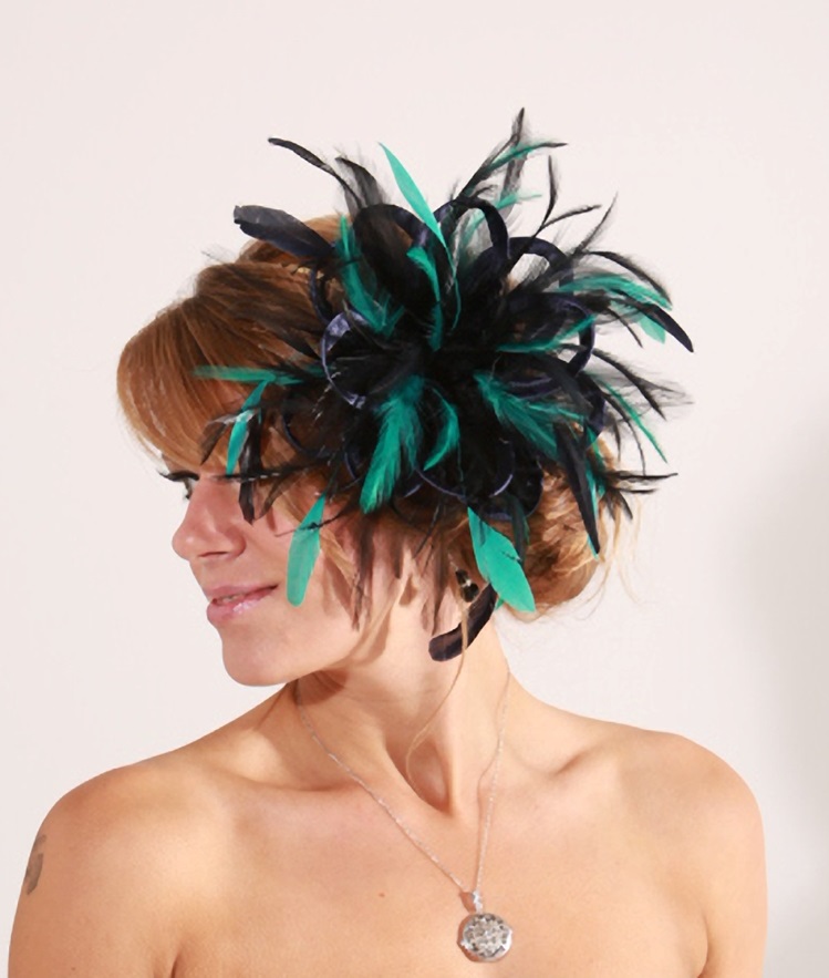 Black & Lime Green Fascinator hat/choose any colour satin/ feathers 