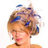 Taupe Nude Almond and royal blue Fascinator Hat Headband handmade and available in over 30 colours