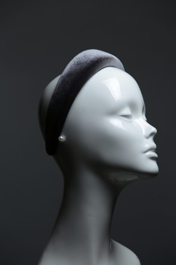 Pewter Grey Velvet Headband Wedding Fascinator hat