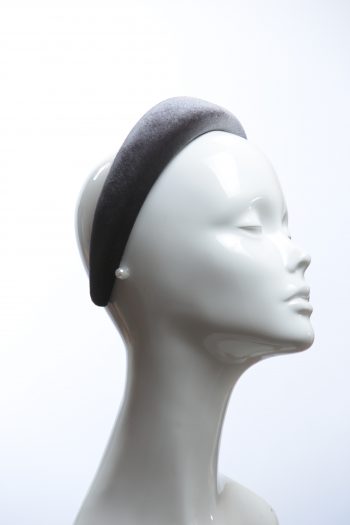 Pewter Grey Velvet Headband Wedding Fascinator hat