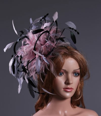 Black,Pewter and Silver Grey, Baby Pink Fascinator Hat Headband handmade and available in over 30 colours