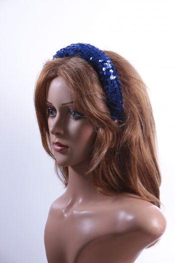 Royal Blue Sequin Padded headband Headpiece Fascinator Hat suitable for a wedding, party, or a ladies day at the races