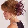 Burgundy Wine small sinamay and feather fascinator hat