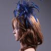Navy Blue Feather Crown Headband Fascinator Hat