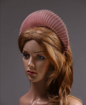 Dusky Pink Blush Halo Crown Headband with crin Fascinator Hat