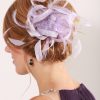 Lilac small sinamay and feather fascinator hat