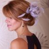 Lilac small sinamay and feather fascinator hat