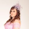 Lilac small sinamay and feather fascinator hat