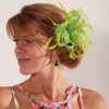 Lime Green small sinamay and feather fascinator hat