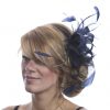 Navy Blue small sinamay and feather fascinator hat