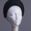 Black sinamay halo crown with gold metal chain detail Headpiece Fascinator