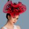 red and black brim sinamay fascinator