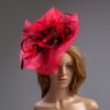 red and black loopand feather sinamay fascinator hat (1)