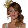 Yellow small sinamay and feather fascinator hat