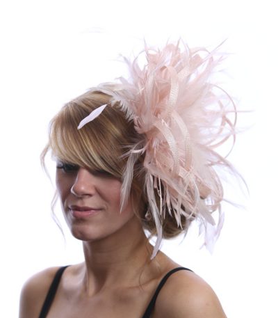 oyster Pink large sinamay loop fascinator hat (1)