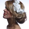 White wired flower headpiece with pearls