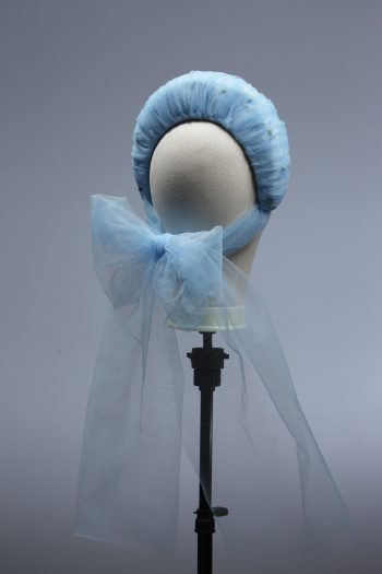 baby blue tulle halo crown with bow fascinator hat