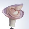 Pink lilac and oyster sinamay swirl fascinator hat set on a teardrop base