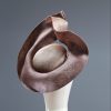 Taupe Nude and Mink Sinimay Saucer set on a button pillbox fascinator hat