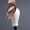 Taupe Nude and Mink Sinimay Saucer set on a button pillbox fascinator hat