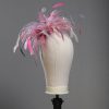 Lipstick Oyster Candy Baby pink silver pewter Raspberry fascinator hat