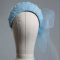 Ladies wedding or races baby blue tulle headband with pearls and bow fascinator